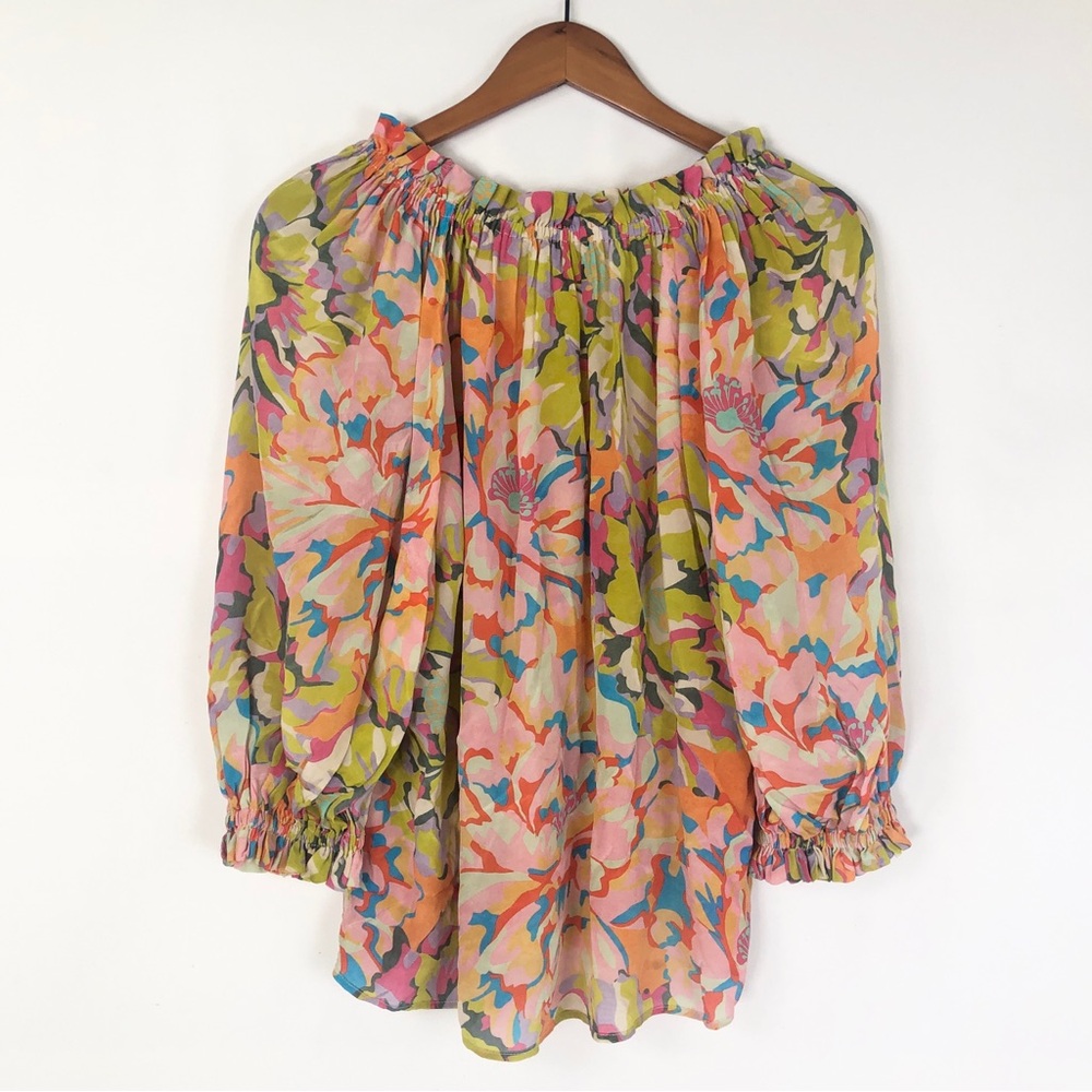 Gilner Farrar Floral‎ Long Sleeve Blouse Size S Multi Balloon V Neck - Picture 3 of 6